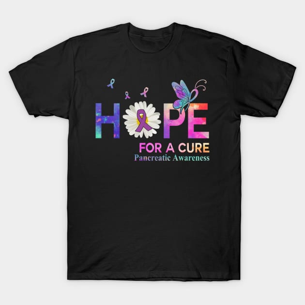 Hope For A Cure  Butterfly Flower Pancreatic cancer T-Shirt by HomerNewbergereq